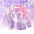 thumbnail image 7 of larppty Kids Toddler Girl Long Sleeve Bow Sweatshirt & Denim Straight Leg Jeans Pants Fall Winter Outfits Set (Purple,5-6 Years), 7 of 7