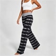 thumbnail image 3 of HomeDM Pants for Women Wide Leg Tie-Dye Striped Pants with Pockets Black Drawstring Lounge Trousers for Athletic Work Size S, 3 of 6