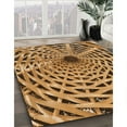thumbnail image 3 of Ahgly Tapis Rond Lavable en Machine Intérieur Transitionnel Brun Selle, 4 Pieds Rond, 3 of 7