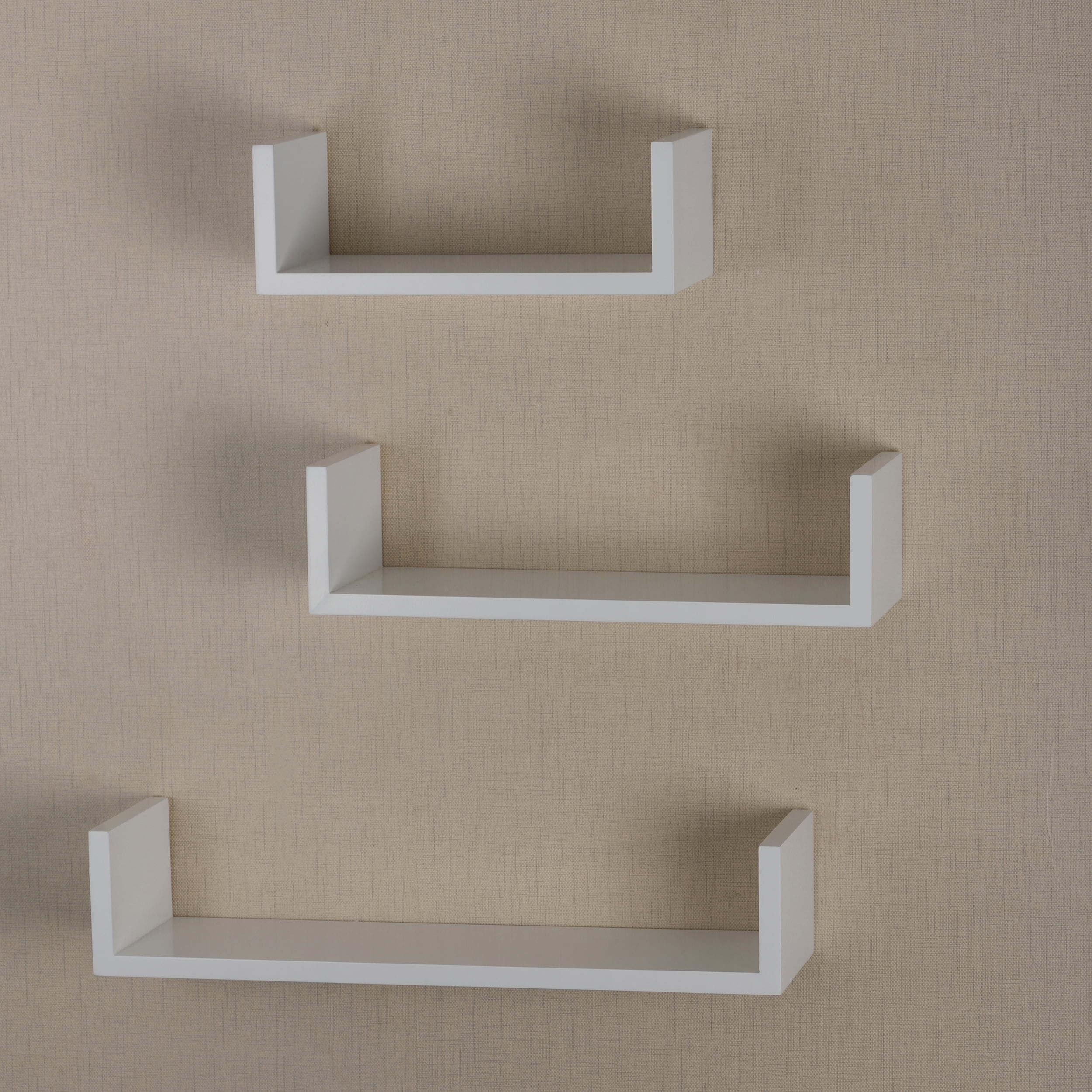 V-Light White U-Shaped Wall Shelf, 3 pack