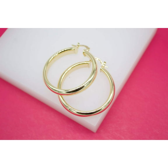 18K Gold Filled 6mm Thin Lever Back Hoop Earrings