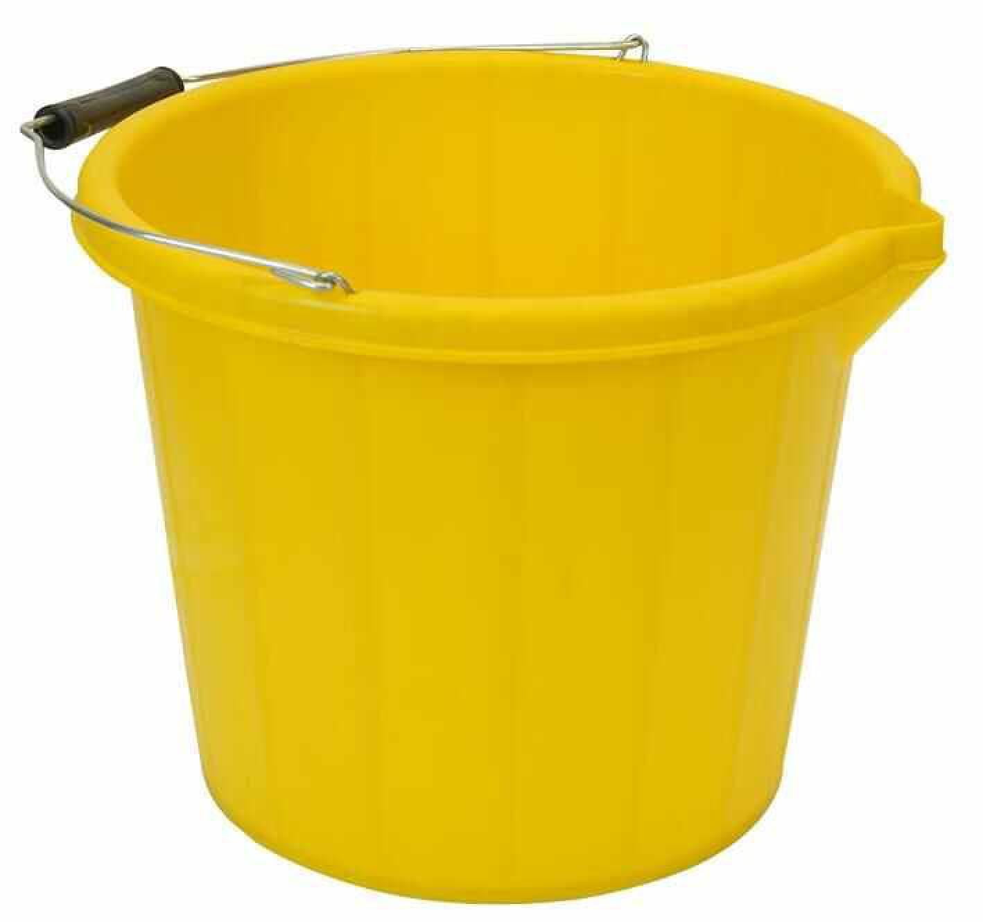 RODO 3 Gallon Yellow Heavy Duty Plastic Builders Bucket