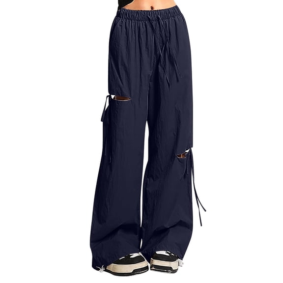 Gaexia Girls Back To School Outfit Trendy Girls Pants Asymmetric Distressed Wide Leg High Waist Loose Fit Cargo Pants For Girls Casual Outdoor Summer Thin Comfortable Versatile Styling
