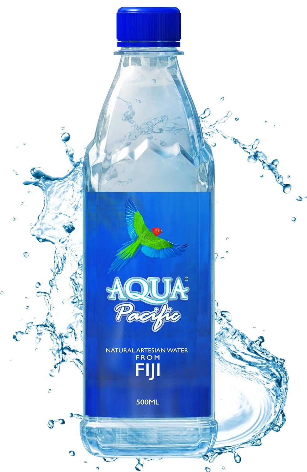 Natural Artesian Bottled Water 500mL / 16.09 Fl Oz (Pack of 24) 100% Natural Electrolytes - Natural pH 8+ Aqua Pacific Bottled Water from FIJI