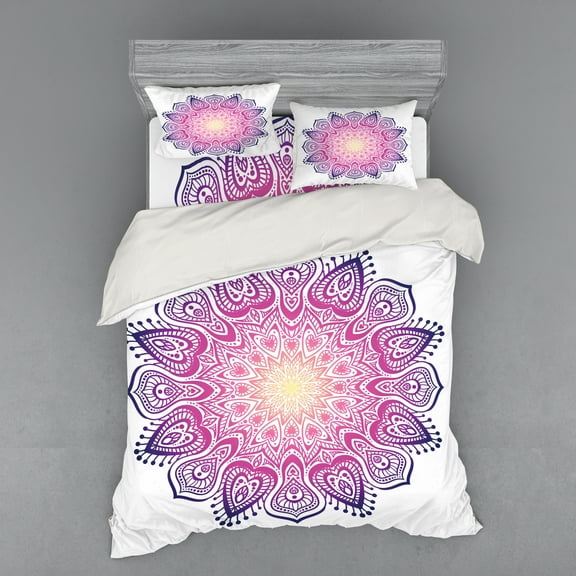 Ambesonne Mandala Bedding Set 4 Pcs, Mediation Inspired Element, Queen, Multicolor