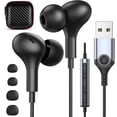 thumbnail image 2 of PYYNA-USB Headphones with Microphone for Laptop, 7.5ft Magnetic Wired Earbuds Noise Isolation in-Ear Earphones with Mute Volume Control Stereo Bass for PC Desktop Dell HP Acer Laptop Meetings/Music,S, 2 of 4