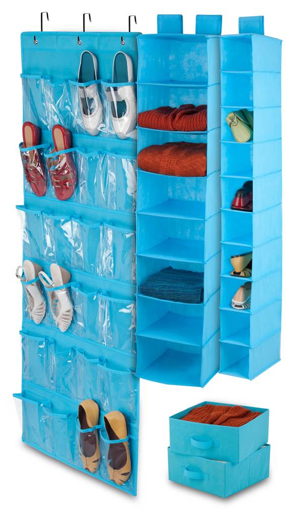 HoneyCanDo 4Piece Closet Organization Set, Ocean Blue