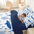 thumbnail image 4 of Manfei Watercolor Whale Shark King Bedding, Kawaii Seaweed King Bed in a Bag, White Blue, Blue Reversible, 7-Piece, 4 of 6