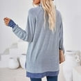 thumbnail image 4 of ZQGJB Cowl Neck Sweatshirts for Women Loose Lightweight Casual Solid Color Long Sleeve Pullover Blouse Trendy Autumn Side Slit Tunic Shirts Tops Light Blue XL, 4 of 6