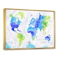 thumbnail image 3 of Designart 'World Map In Blue and Green' Modern Framed Canvas Wall Art Print, 3 of 5
