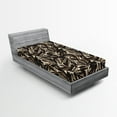 thumbnail image 2 of Ambesonne Nature Fitted Sheet, Jungle Leaves Dotted Back, Twin Size, Charcoal Grey and Ecru, 2 of 5