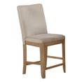 thumbnail image 4 of Natural Rustic Wood 6pc Dining Set in Counterheight with Beige Linen Chairs, 4 of 5