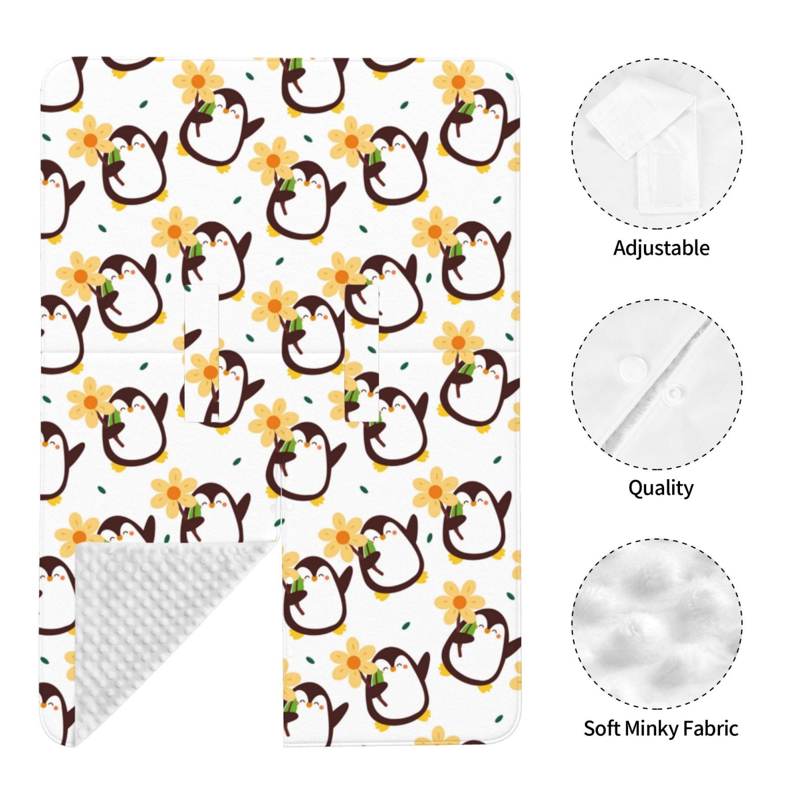 Naloa Penguin With Flowers Baby Car Seat Cover, Breathable Baby Carrier Cover, Multiuse Baby Carrier Cover & Nursing Breastfeeding Cover
