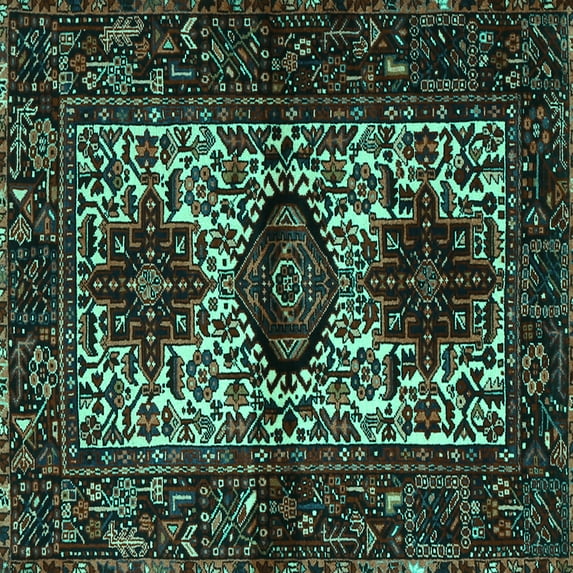 Ahgly Company Indoor Square Persian Turquoise Blue Traditional Area Rugs, 6' Square