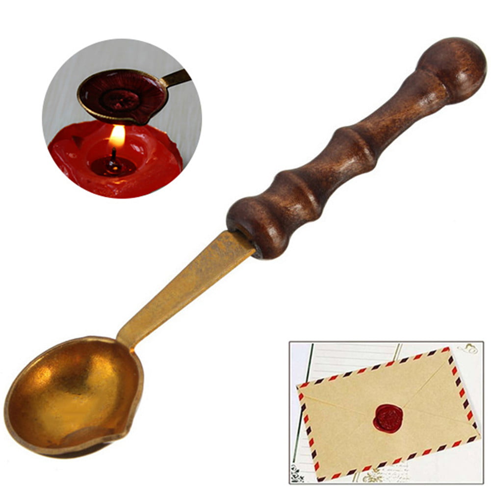 Brass&Wood Sealing Wax Melting Spoon For Wax Seal Stamp Envelope Craft Sealing 