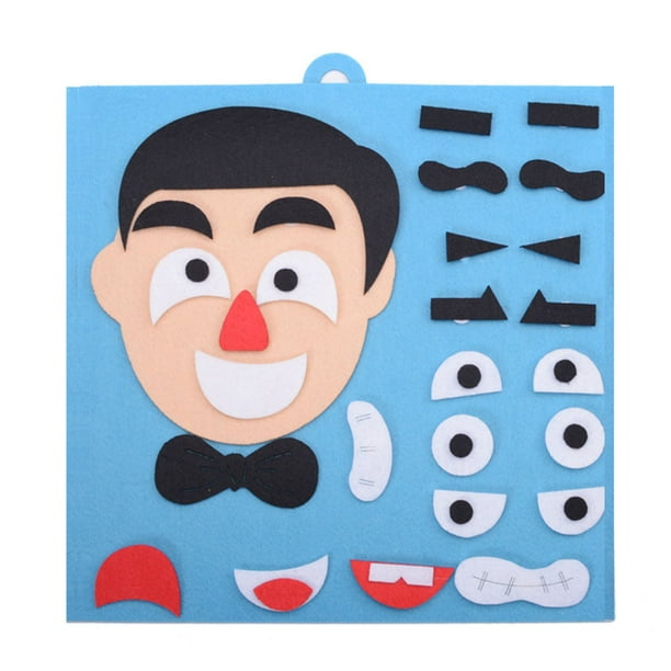 1 pieza de juguete rompecabezas facial con caras divertidas que cambian, juguete de desarrollo temprano, juegos educativos de bricolaje, juego de rompecabezas (estilo papá azul cielo)
