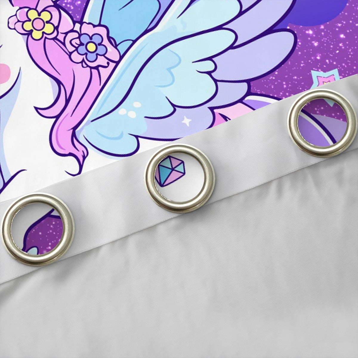 Erosebridal Cartoon Animal Unicorn Curtains Pack of 2(38x45),Rainbow Stars Print Black Out Curtains,Dreamy Purple Curtains for Living Room,Super Cozy Room Decorative