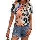 thumbnail image 1 of Camisa de manga corta para mujer, jersey con cuello redondo y estampado colorido, Top de manga corta para mujer para verano, 1 of 7