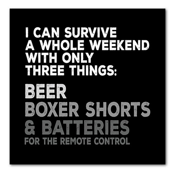 DistinctInk Custom Bumper Sticker - 6" x 6" Decorative Decal - Black Background - Can Survive with Only Beer Boxers Batteries