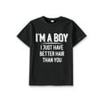 thumbnail image 4 of Kid Boys Tops "I'm A Boy I Just Have Better Hair Than You" Casual Letter Graphics T-shirt For Summer Outdoor 7-15, 4 of 8