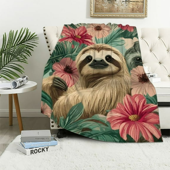 BCIIG Sloth Blankets Gifts for Adult Kids, Flannel Sloth Throw Blanket, Birthday Gifts for Boys Girls, Sloth Decor for Sofa Couch Bed Living Room Soft Warm Lightweight Cozy  40x50in