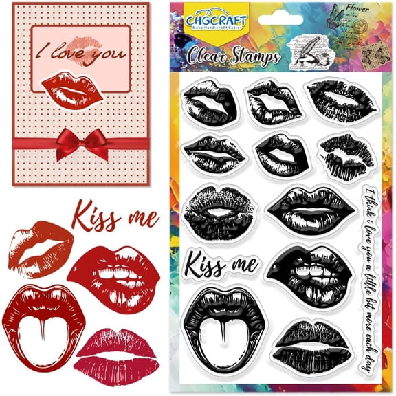 Realistic Lips Clear Stamps Kiss Marks Silicone Transparent Stamp Silicone Stamps Seals for DIY Scrapbooking Journaling Photo Album Decorative Card Making