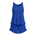 thumbnail image 6 of UAMVSH Pajama Sets for Women 2 Piece Ruffle Lounge Set Soft Crewneck Sleeveless Top with Shorts Sleepwear Set Cute Outfits, 6 of 7