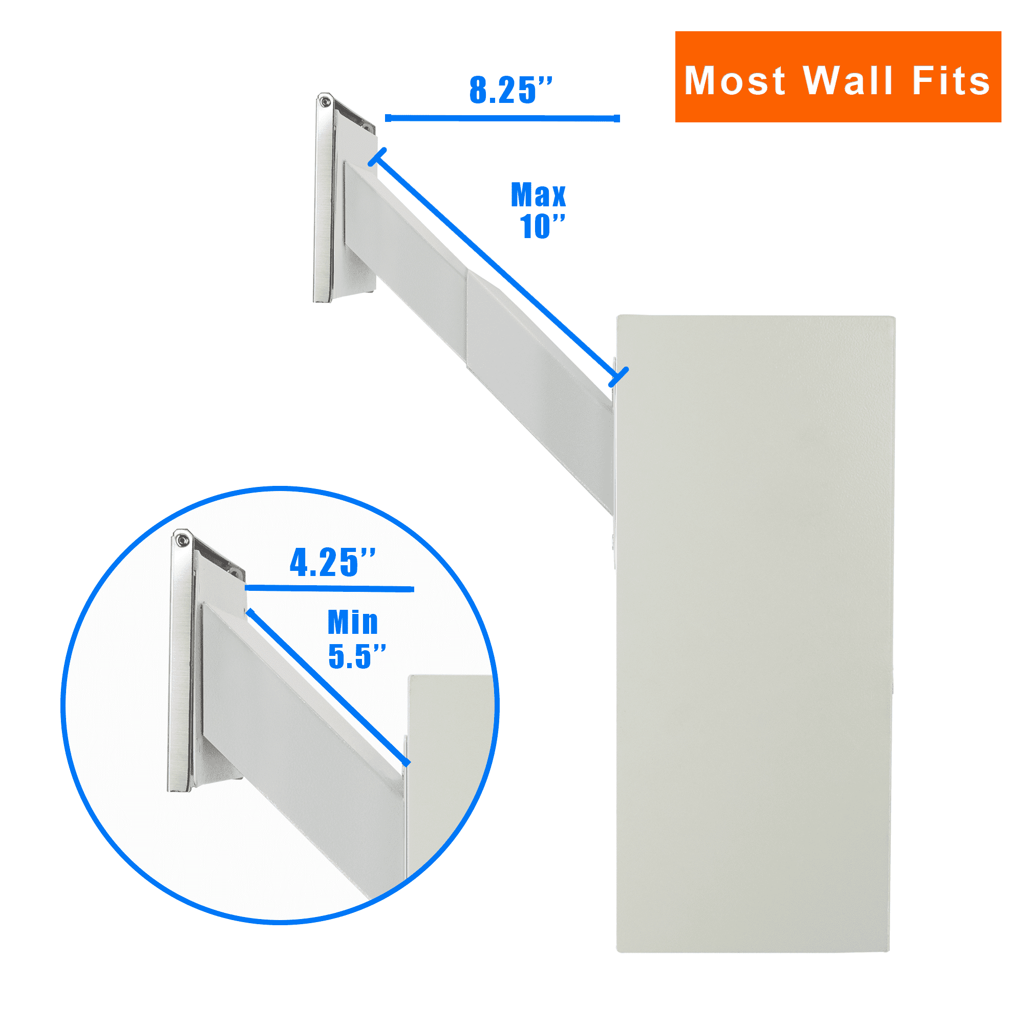 Through-The-Wall Drop Box with Rainproof Cover | Heavy Duty Through Wall Mailbox with 10-Inch Adjustable Chute | Rainproof Locking Drop Safe for Mail, Rent, Checks, Cash, and Keys, White