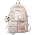 thumbnail image 1 of LHSHIDU Kawaii Backpack with Pins Kawaii School Backpack Cute Aesthetic Backpack Cute Kawaii Backpack for School (Beige, With Accessories), 1 of 7