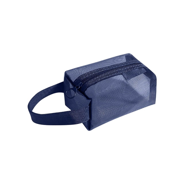 SLYNSHome Portable Square Mesh Storage Bag Blue Zippered Cosmetic Bag Small Square Mesh Coin Purse Travel Storage Carry Pouch - Large