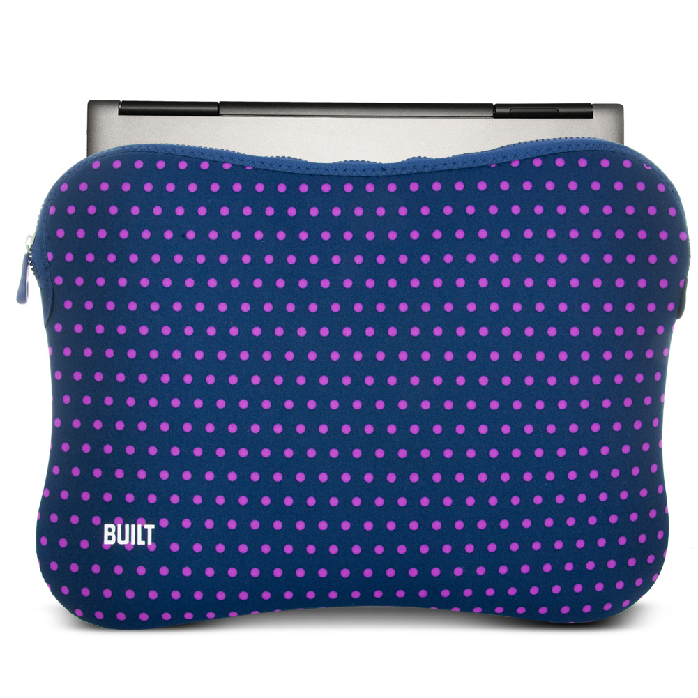 builtny built 15 neoprene laptop zippered sleeve, mini dot navy
