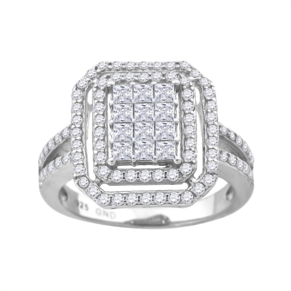 Auriga Fine Jewelry 925 Sterling Silver Princess Cut Cubic Zirconia Engagement Ring Size 6 for Women