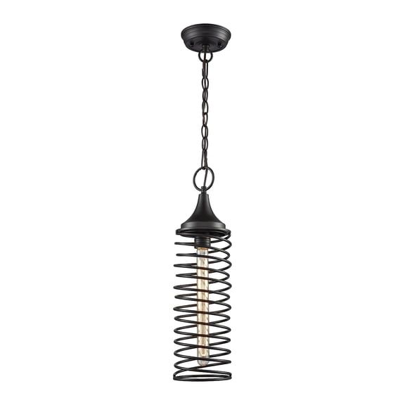 Elk Home 5-Inch Wide Spring Pendant, Contemporary, Oil Rubbed Bronze