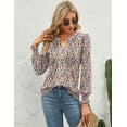 thumbnail image 4 of ZHENWEI Womens V-Neck Puff Long Sleeve Pleated T-Shirts Fashion Fall Tops Casual Tunic Blouse, 4 of 6