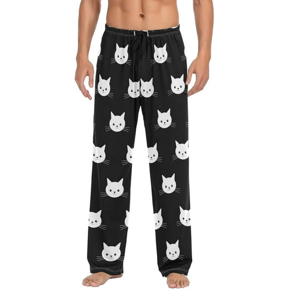 GZHJMY Cat Pajama Pants for Men, Lounge Pants Lightweight Men Pajama Bottoms with Drawstring Pockets, Christmas New Year Birthday Gifts, Small
