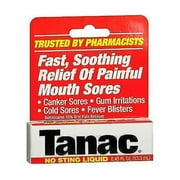Tanac No Sting Liquid Fast Soothing Mouth Sores Relief, 0.45oz, 2-Pack