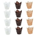 thumbnail image 4 of COSMOBETTY 1set Tulip Shape Cake Liners Oil And Baking Cups For Cupcakes Muffins And Desserts Cake Wrappers Natural, 4 of 8
