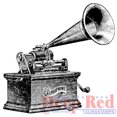 thumbnail image 2 of Deep Red Rubber Stamp Gramophone Mic Sound Machine, 2 of 4