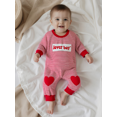 thumbnail image 4 of BemeyourBBs Newborn Valentines Day Outfit Baby Boys Girl Love Jumpsuit Long Sleeve Crewneck Striped Embroidery Romper Onepiece Clothes, 4 of 9