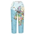 thumbnail image 5 of World Map Printed Cropped Pants for Women Plus Size Casual Loose Wide Leg Trousers Comfy Trendy Harem Pants for Beach Resort, 5 of 5