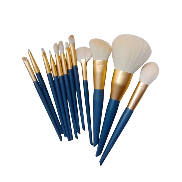 Set de 12 pinceles de maquillaje para rostro, polvos, sombras de ojos e iluminador. Apto para todo tipo de pieles. Vegano