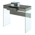 thumbnail image 4 of Convenience Concepts SoHo 30" Tall 1 Drawer Glass 36-inch Desk, Weathered Gray/Glass, All Ages, 4 of 5