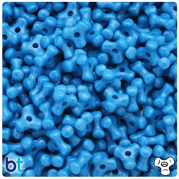 BeadTin True Blue Neon Bright 11mm TriBead Plastic Beads (500pcs)
