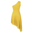 thumbnail image 4 of Alvivi Women One Shoulder Praise Dancewear Liturgical Lyircal Dance Tunic Overlay Dress Yellow XXL, 4 of 7