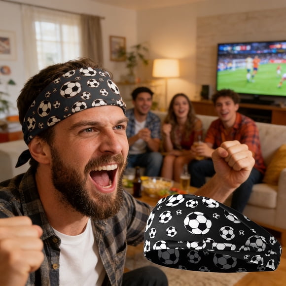 NWOKYZGH 1Pc Outdoor Sports Hairbands Hair Accessories Soccer Headband Non Slip Elastic Yoga Workout Headband Fashion Sports Ball Print Bicycle Bandanas Head Wrap for Men and Women