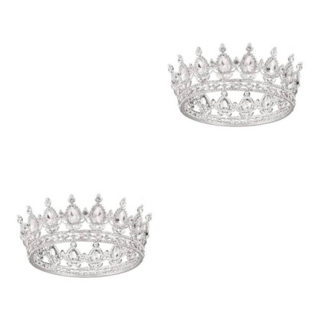 Ruiboury Exquisite Craft And Detailed Carved Wedding Hair Crown For Brides Wide Application Tiaras And Crowns Silver + white 2Set