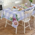 thumbnail image 4 of Easter Rectangle Tablecloth, Watercolor Gnomes Eggs Daisy Flower Light Purple Plaid Waterproof & StainResistant Tablecloth, Washable Oil-proof Table Cover for Dining/Party/Wedding/Buffet 54x108 In, 4 of 9