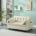 thumbnail image 2 of Modern Corduroy 3 in 1 Convertible Sleeper Sofa Bed with Back and 2 Pillows, Pull-Out Bed Loveseat with Pockets for Living Room , Bedroom (Beige), 2 of 7