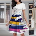 thumbnail image 2 of Cute Cat Sleeping Books Women's Classic Swing Skater Dress Casual Work Party Cocktail Dresses, 2 of 6