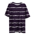 thumbnail image 5 of ITSAME Womens Plus Size Tops, Crewneck Short Sleeve Striped Print Summer Casual Fashion Blouses Purple Size 4XL, 5 of 6